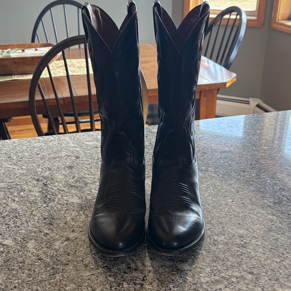 Classic Black Men's Western Leather Boots